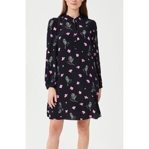Hobbs London Ria Black Pink Floral Mini Dress Sz 10